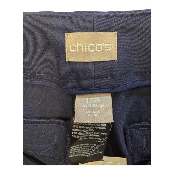 Chico's Women's Navy So Slimming Trouser Basic Wide Leg Pants SZ 1.5R/10 NWT $99 - Picture 6 of 7
